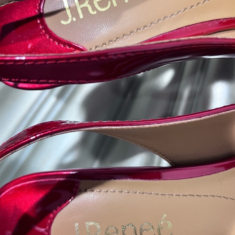 J.Renee Women’s Size 8.5 Red Patent Bow Slingback Heels - Picture 8 of 9